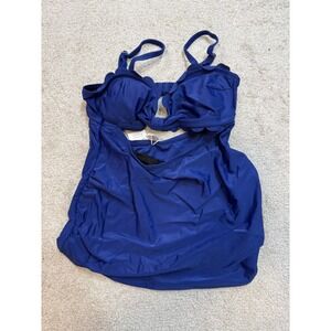 Cupshe Scallop Trim Cutout Tankini Swimsuit Top Adjustable Strap